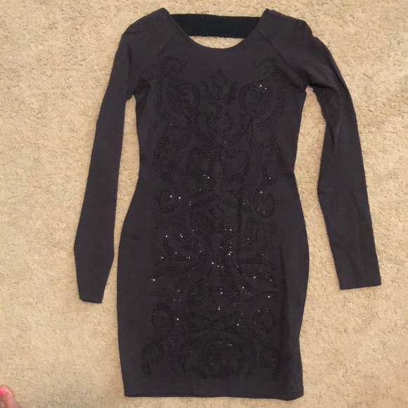 Charcoal Grey dress with stone detail - Picture 1 of 4